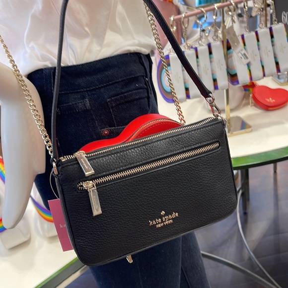 Kate Spade Leila Pebble Leather Convertible Wristlet Wallet Clutch Black - Picture 16 of 16